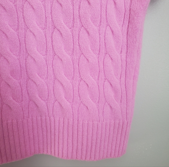 J. Crew Women’s Cashmere Cable Knit Sweater Pink Corpcore Preppy Size M - Picture 4 of 15